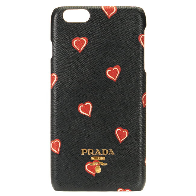 プラダ PRADA iphone6plus iphone6splus ケース アイフォンケース6プラス アイフォン6sプラス ブラック ハート柄 5.5